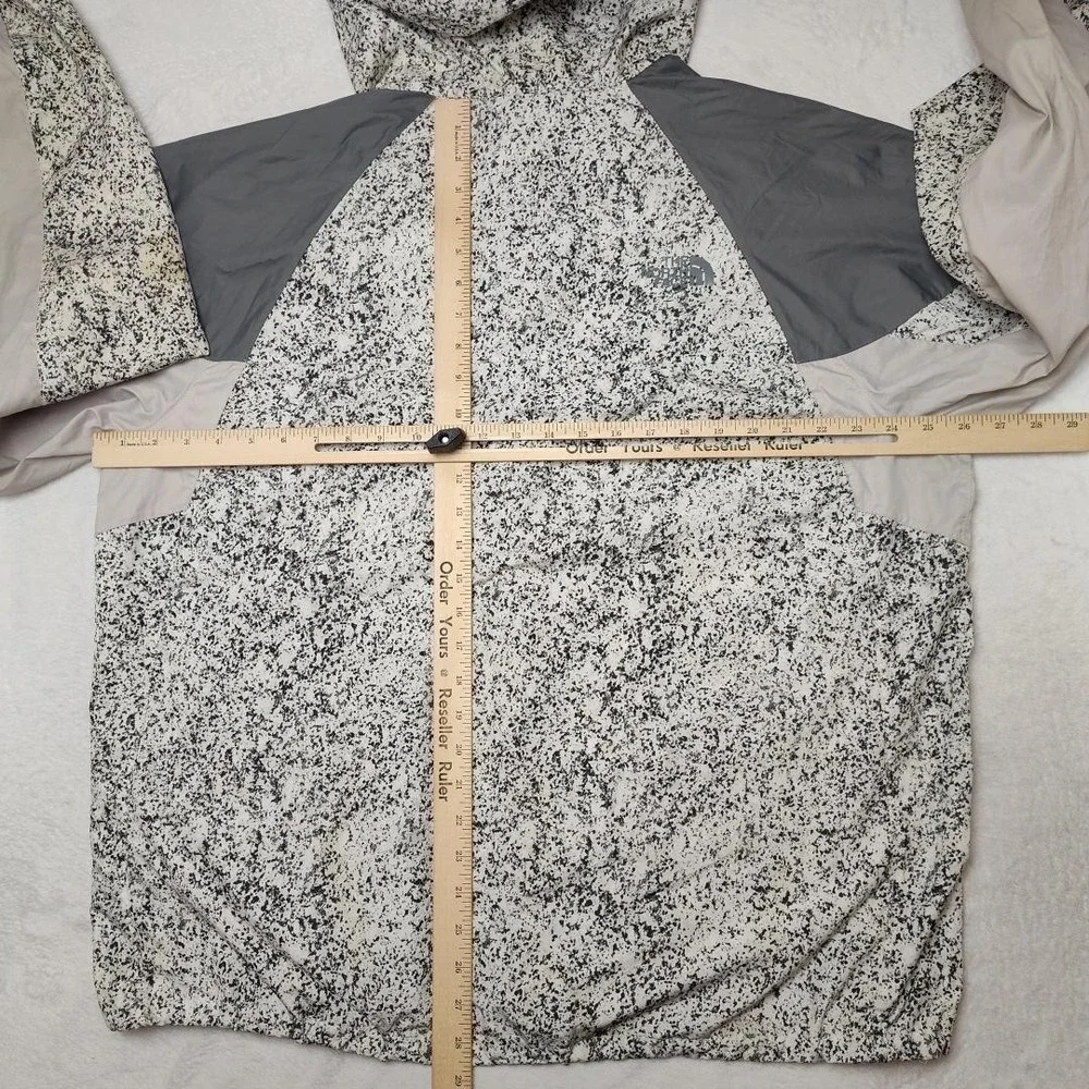 North Face Windbreaker‎ Mens XL White Flecked Hooded Full Zip Lightweight Jacket